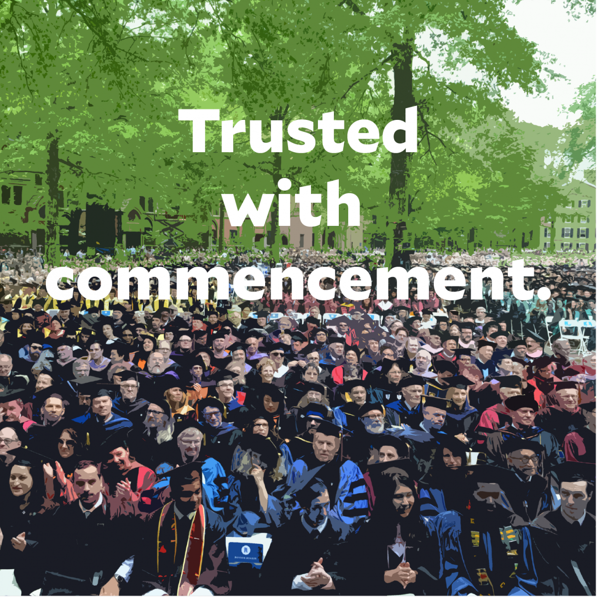 students sitting in rows during the Yale commencement ceremony on Old Campus.